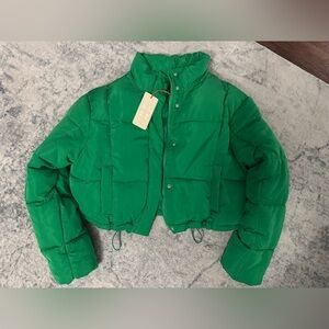 Love Tree Cropped Puffer - Green (M)